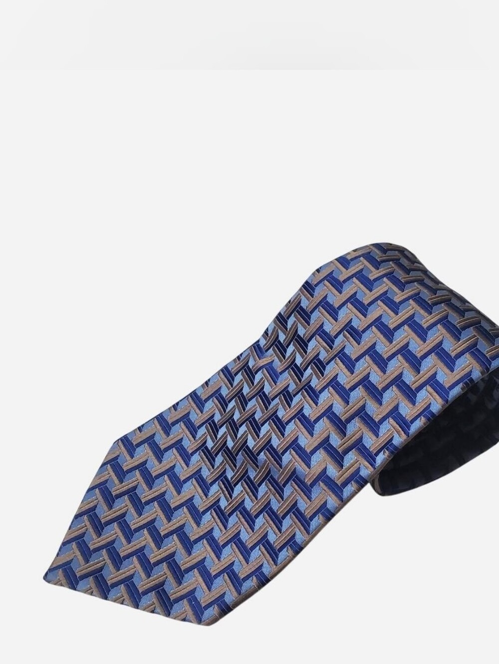 Vintage Mark Pendleton Silk Tie Mens 58" Blue Classic Geometric Made in Italy